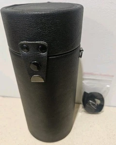 Custodia per lenti vintage senza marchio in pelle nera con cinturino 3,5 pollici X 8,5 pollici macchina fotografica - Foto 1 di 13