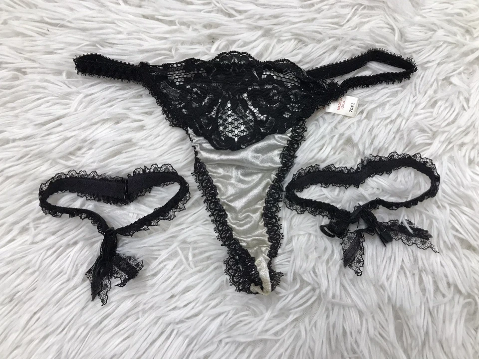 Винтажный Jezebel струнных инструментов бикини трусики кружева с два бедра ноги кольцо эластичный подвязки - Изображение 1 из 4