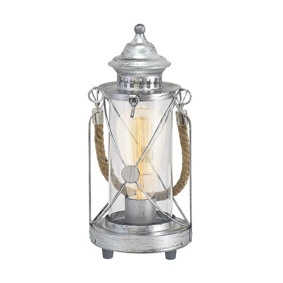 Lampada Da Tavolo Vintage Bradford Acciaio Argento Argento Antico 1 Luce E27 - Immagine 1 di 1