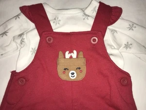 CHRISTMAS WINTER BABY GIRL NB JUMPER SET LS ONEPIECE &REINDEER POCKET JUMPER NWT - Picture 1 of 16