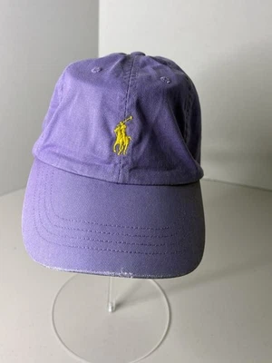 POLO Ralph Lauren Sombrero Púrpura con Correa de Cuero de Poni Bordada Amarilla Gorra De Colección Foto 1 de 3