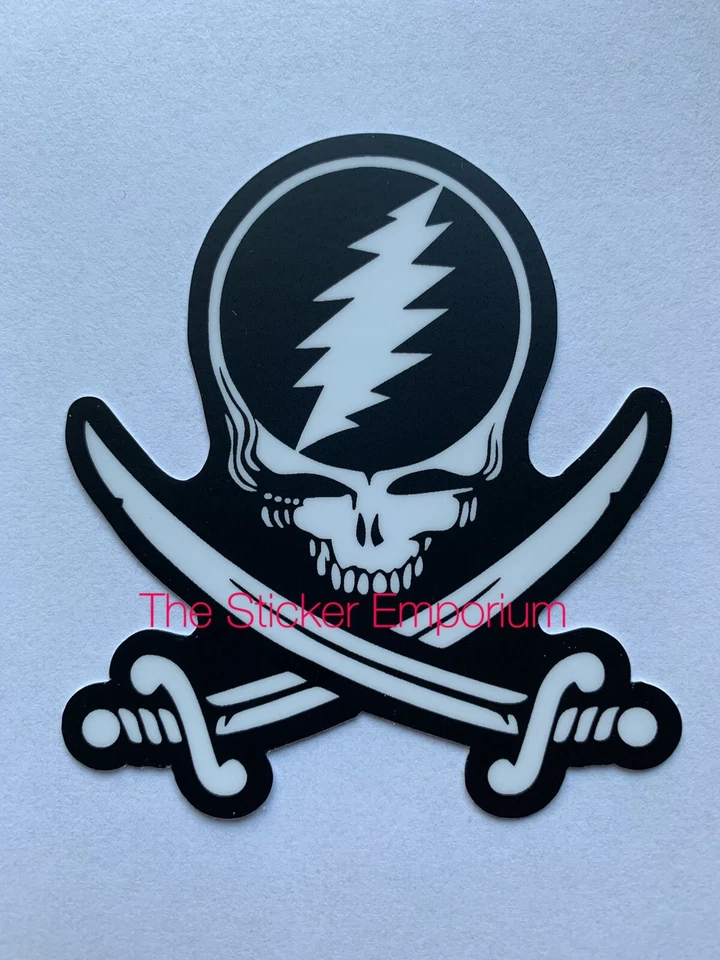 GD Jolly Roger Pirate Sticker Water Bottle Laptop Boat Phish Vinyl Decal