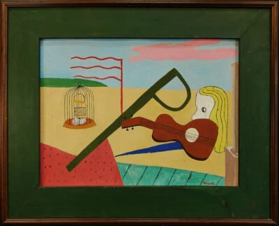 Pintura al óleo "Figura Abstacta" muy decorativa a bordo firmada por René Magritte. Foto 1 de 4