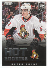 2013-14 Score Senators Hockey Card #594 Derek Grant HR Rookie