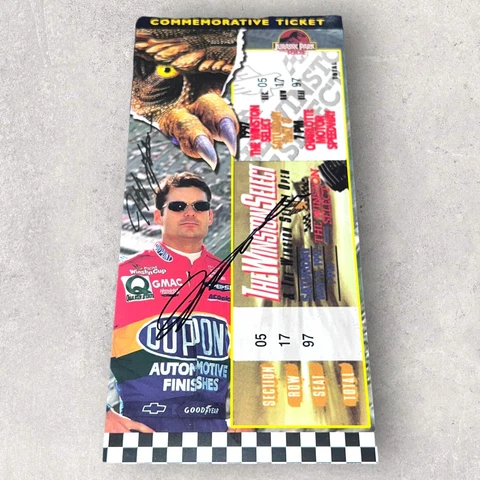 Jeff Gordon JURASSIC PARK WINSTON SELECT #24 NASCAR autographed ticket VINTAGE Cover