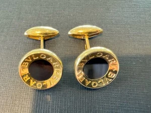 Authentic Bulgari Blair Cufflinks 18k Yellow Gold  And Onyx - Picture 1 of 8