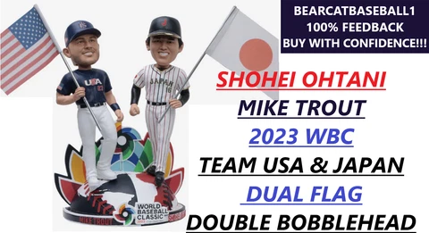 SHOHEI OHTANI & MIKE TROUT JAPAN & USA 2023 WBC DUAL FLAG BOBBLEHEAD 9-22-23 PRS Cover