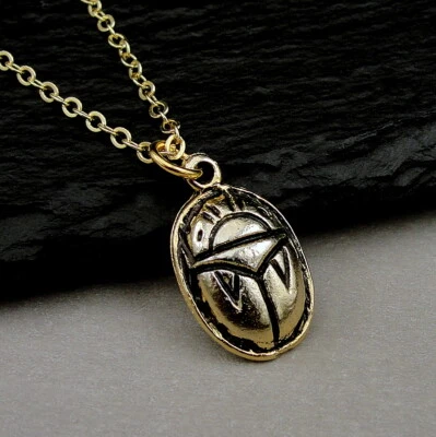 Золотое египетское ожерелье-скарабей — кулон древнего жука — подвеска с символом фараона  - Изображение 1 из 2