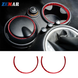 Red Carbon Fiber Center Water Cup Holder Cover Trim For MINI Cooper R55 R56 R57 - Bild 1 von 11