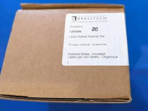 Brasstech 120/03N Large Basket Strainer Set In Uncoated Polished Brass - Picture 1 of 4