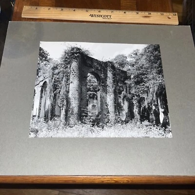 Vintage Sheldon Parish Church Ruins - Old Mounted Architecture Photo Beaufort SC - Image 1 of 4
