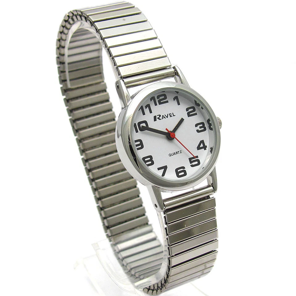 Ravel Easy Read Watch on Expandable Women's Quartz With White Dial Analogue Disp