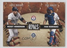 2004 Donruss Leather & Lumber Rivals /2499 Ivan Rodriguez Rickey Henderson HOF