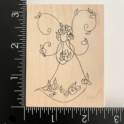 Vestido Judith Angel sosteniendo flores remolinos I133 sello de goma Foto 1 de 3