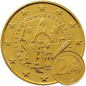 Moneda de 2 euros Alemania 2024 constitución de la iglesia de San Pablo cápsula dorada 24 quilates - Imagen 1 de 5