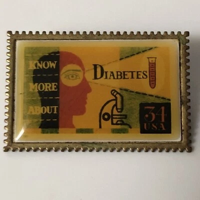 Diabetes Postage Stamp Lapel Pin Rare Collectible Thirty Four Cent Retired - Image 1 of 4