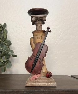 Decorative Music Violin Themed Candle Holder 12” Tall - Picture 1 of 4
