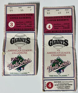 1989 WORLD SERIES GAME 3 & 4 TICKET STUBS EARTHQUAKE - Picture 1 of 9