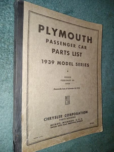 CATÁLOGO DE PIEZAS PLYMOUTH 1939/¡LIBRO ORIGINAL DE MOPAR! - Imagen 1 de 10
