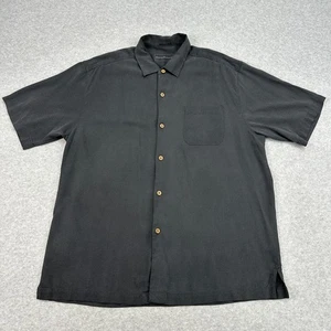 Tommy Bahama Shirt 'Grand Marlin Rum' Silk Mens L Black Tropical Island Bar Top - Picture 1 of 9