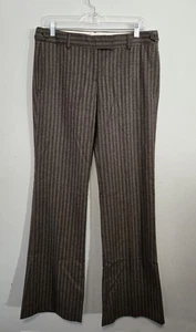 Theory Mid-Rise Wool Flare Leg Pants Women's Size 10 Brown Pinstripe. - Picture 1 of 5