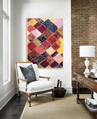 Christmas Gift Living Room Handmade Throw Tapestry Patchwork Decor Wall Hanging - Image 1 of 4