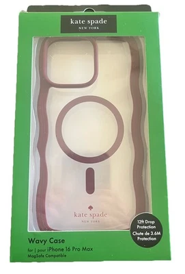 Funda Protectora KATE SPADE Magsafe Para IPHONE 16 PRO MAX Ondulada Borgoña Transparente Foto 1 de 4