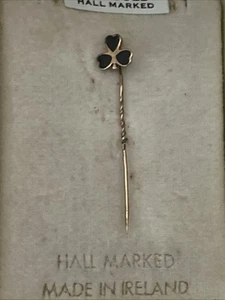 9ct Gold Victorian Style Shamrock Enamel Irish Exceptional Tie/Stickpin, 9k 375 - Picture 1 of 11