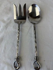 Gourmet Einstellungen TWIST glänzend Edelstahl Besteck großer Servierlöffel & Gabel 11" - Bild 1 von 4
