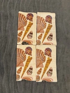 Vintage NEW Gloria Vanderbilt Martex Set Of 4 Hand Towels Seashell Beach Ocean - Picture 1 of 8