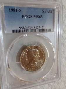 1981 S SBA $1 Susan B Anthony Dollar PCGS MS63 - Picture 1 of 3
