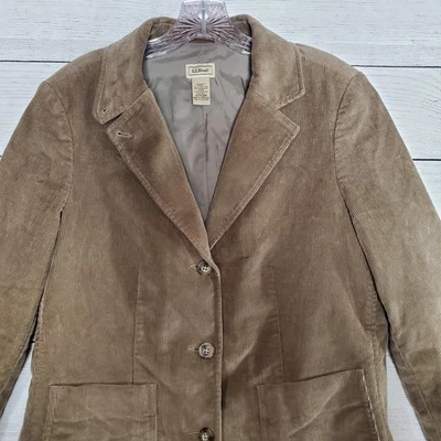 Blazer LL Bean Mujer Talla 12 Pequeño Vintage Manga Larga Bolsillos Pana Marrón Foto 1 de 4