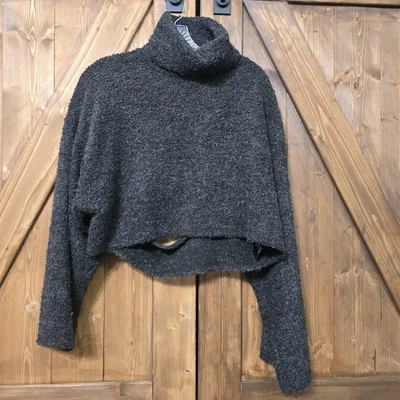Urban Outfitters Out From Under Dark Gray Boucle Open Back Sweater Turtleneck S - Image 1 of 4