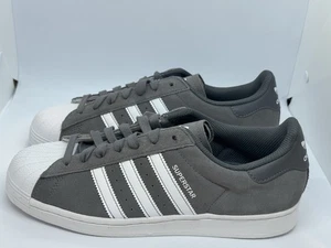 Talla 9.5- Adidas Originales Para Hombre Gamuza Superstar Shell Top Zapatos, Gris Blanco - Imagen 1 de 6