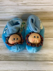 NWT New 1984 Cabbage Patch Slippers Boys Plaid Blue Fleece Size 11-12 Toddler - Picture 1 of 6