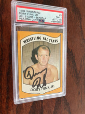 RARE SIGNED 1982 WRESTLING ALL STARS SERIES A #9 DORY FUNK JR. PSA 7 AUTO 10