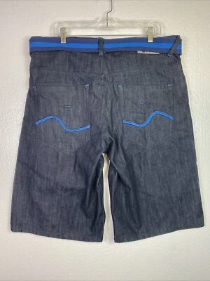 Enyce Sean Combs Hombres Jean Corto Cinturón 36 Azul Denim Suelto Patín Hip Hop Y2K Foto 1 de 4