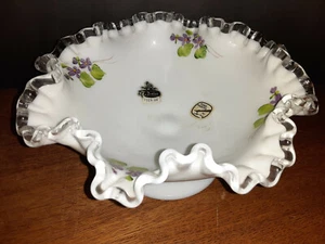 De colección Años 60 Fenton Silvercrest Pie Prensado Volantes #7329 Comport 8" FIRMADO - Imagen 1 de 6
