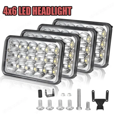 4PCS 4x6" inch LED Headlights Hi-Lo Beam H4 For Chevrolet Monte Carlo 1980-1988 - Image 1 of 4
