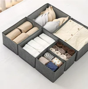 NEW 6 PACK FABRIC DRAWER ORGANIZERS AVAILABLE IN 3 COLORS FREE SHIPPING - Picture 1 of 11