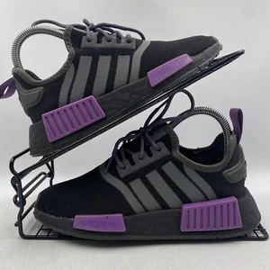 Adidas NMD R1 Black Purple Trainers Size UK 3 Womens Knit Gym Running Yoga Shoes - Picture 1 of 8