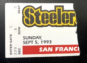9/5/93 STEELERS/49ERS TICKET STUB-NFL DEBUT-DANA STUBBLEFIELD&CHAD BROWN-RICE2TD - Picture 1 of 1