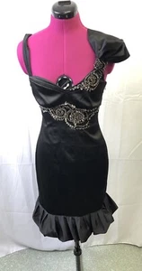 Karen Millen Black Party Mini Dress Size UK 8 - Picture 1 of 6