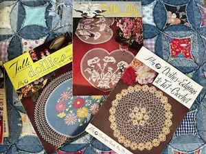 1940s Lily No. 60 65 70 Crochet Tat Designs Doilies Pattern Book Lot 3 Vintage - Picture 1 of 11