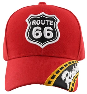 NEU! US ROUTE 66 THE MOTHER ROAD SIDE ROUTE66 KUGELKAPPE MÜTZE ROT - Bild 1 von 4