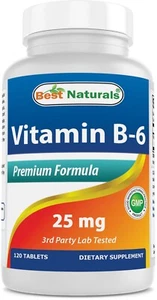 Best Naturals Vitamin B6 25mg 120 Tablets - Picture 1 of 7