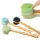 Body Skin Back Silicone Brush Head Bath Brush Wooden Handle Shower Scrubber  ZS