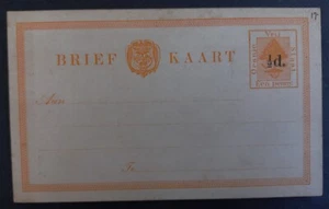Undated Orange Free State 1/2d Stamped Postcard Unused - Picture 1 of 2
