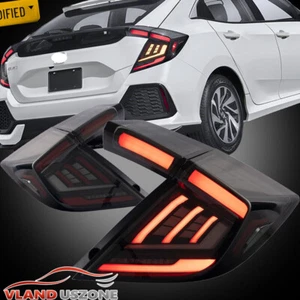 Full LED Tail Lights Smoked For 16-22 Honda Civic Hatchback Upgrad w/Sequential - Picture 1 of 14