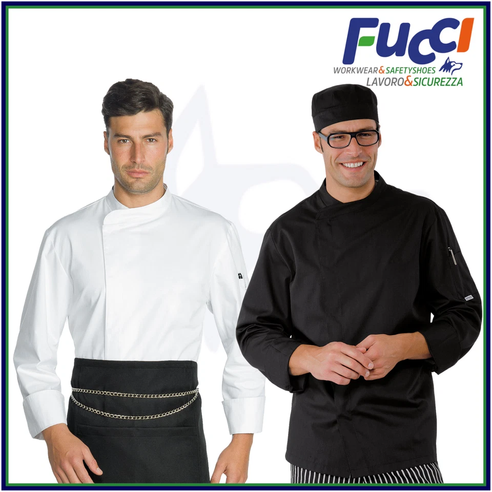 GIACCA DA LAVORO MANICA LUNGA CUOCO CHEF CUCINA PIZZAIOLO IN COTONE UOMO DONNA  - Immagine 1 di 1